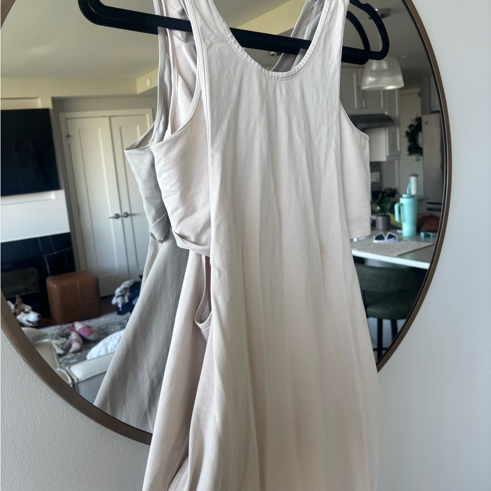 FP Movement by Free People Cream Pink Wrap Tie Front Sundress